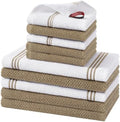 Homaxy Dual Design Kitchen Towels and Dishcloths Set, 10 Pack, Khaki