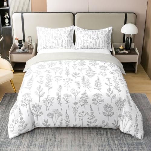 Feelyou Flower Duvet Cover 100% Cotton Queen Size Boys Girls Botanical