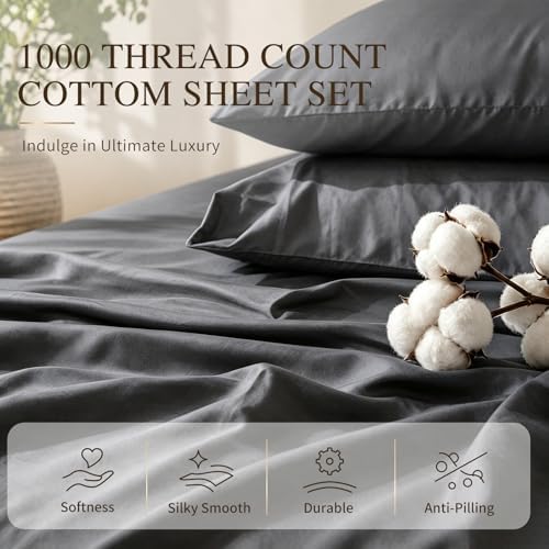 MEISHANG 1000TC Egyptian Cotton Sheets King, 16" Deep Pocket