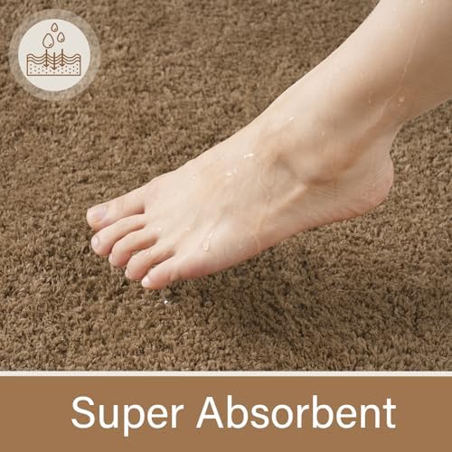 LOCHAS Bathroom Rugs 24x17 Inch, Microfiber Bath Rug Non Slip, Light
