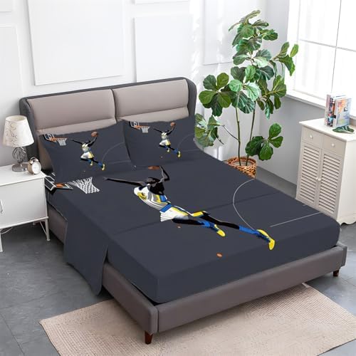 Ultra Soft Twin XL Fitted Sheet - Gray Player Dunks 4 Piece Bedding