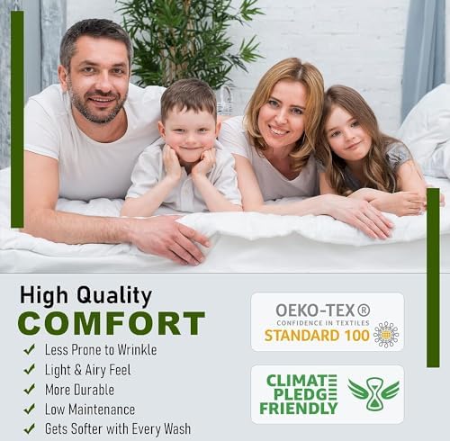 RUVANTI 100% Cotton Split King Sheets, Percale Sheet Set, Floral Bliss