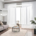 Off White Pinch Pleated Sheer Curtains 108 Inch Long Floor to Ceiling