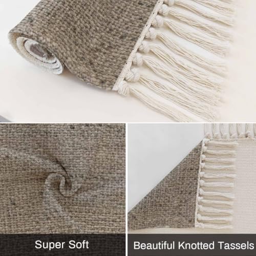 Gray Texture Hallway Runner Rug 2'x5', Country Farmhouse Burlap