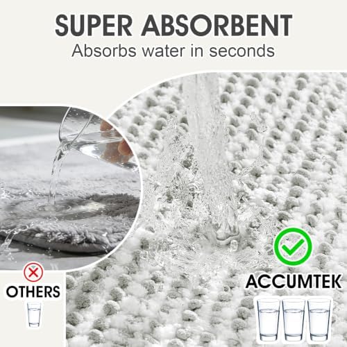 ACCUMTEK Luxury Chenille Bathroom Rugs Non Slip 60" x24", Extra Soft