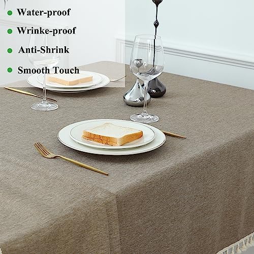Rectangle Tassel Tablecloth, Washable Waterproof Wrinkle Free Table