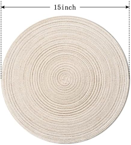 FunWheat Round Braided Placemats Set of 8 Place mats for Dining Tables