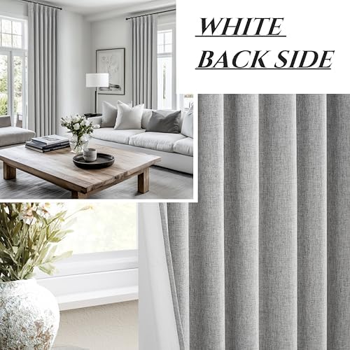 Gray 108 Inch Extra Long Curtains for Living Room 2 Panels Set, Memory