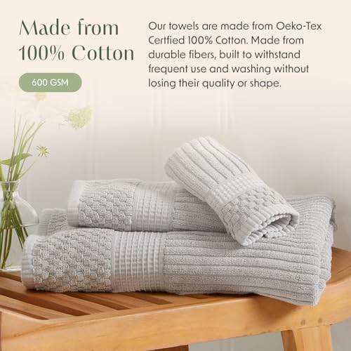 Springtree Home 100% Cotton Bath Towel Set | 6-Piece Set | Textured