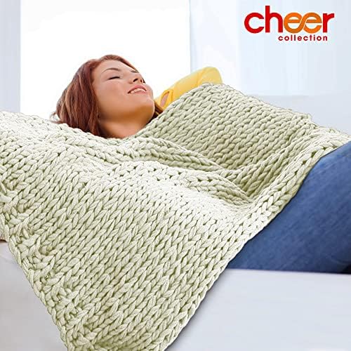Cheer Collection Chunky Cable Knit Throw Blanket for Couch, Sofa