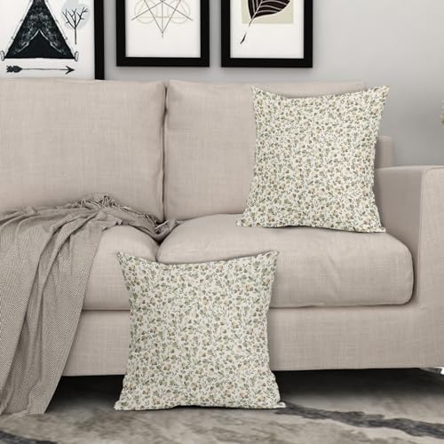 Kawani Spring Daisy Floral Pillow Covers 22X22 Inch Sage Green Brown