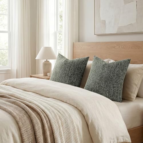 decorUhome Textured Woven Throw Pillow Covers 22x22 Set of 2 Olive