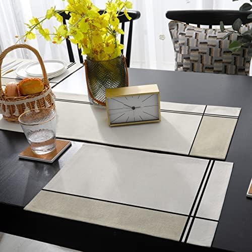 Rustic Beige Table Mats Set of 4 With Table Runner 90 Inches Long