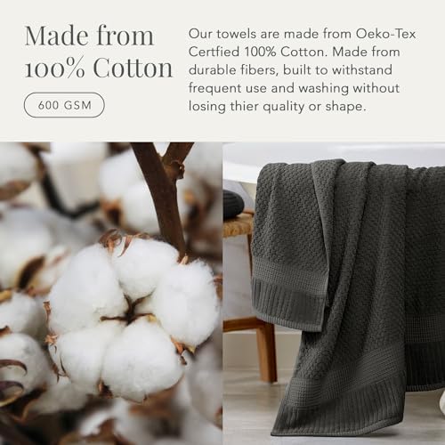 NY Loft 100% Cotton 2-Pack Oversized Bath Towel Set | Dark Grey