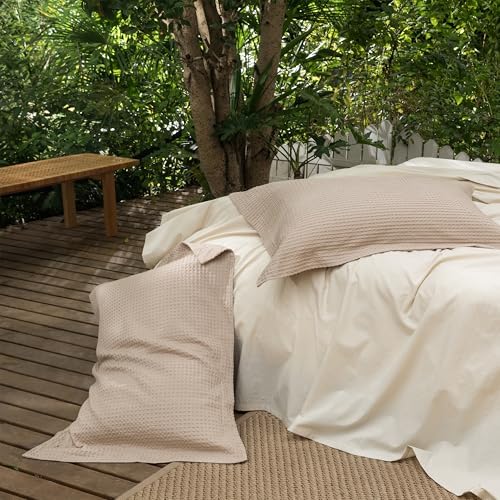 CHUFFED 100% Cotton Waffle Weave Pillowcases 2 Pack King Size, 20x36