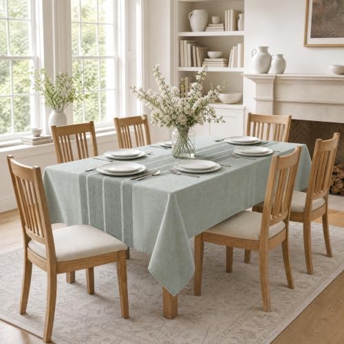Horaldaily Grey Rustic Burlap Tablecloth 60×60 Inch Square
