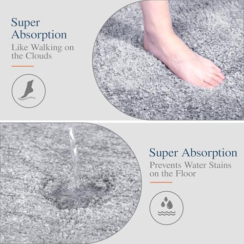 Walensee Large Bathroom Rug (24 x 60, Grey) Extra Soft and Absorbent