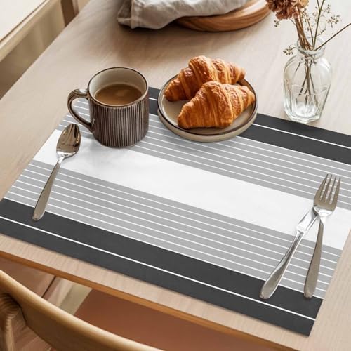 Cotton Linen Placemats for Dining Table Set of 8 Gray Gradient