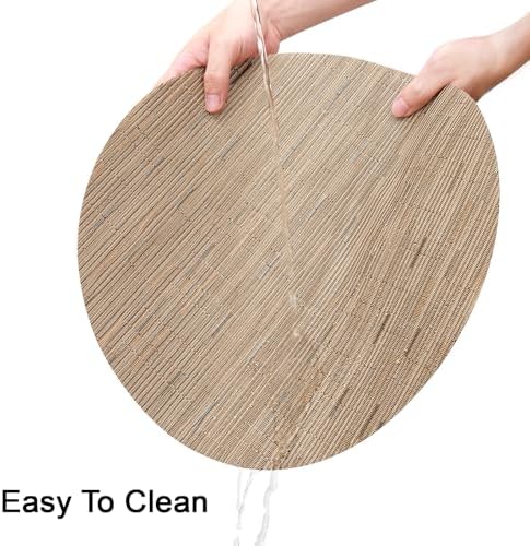 15 Inch Round Placemats Set of 8, Washable Vinyl Woven Place Mats