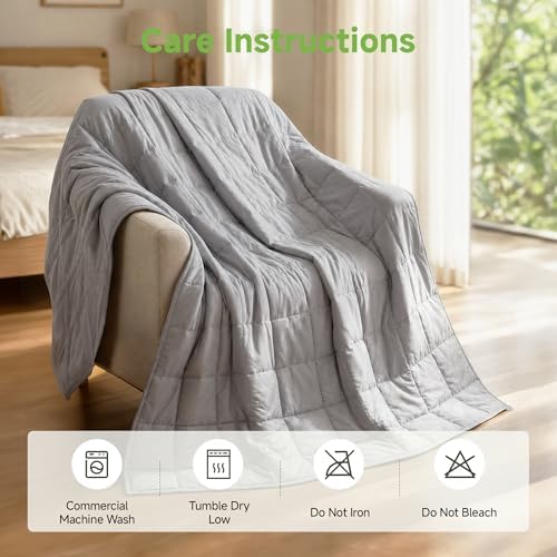 17 lbs Weighted Blanket 60"x80" Queen Size for Adults, Light Gray