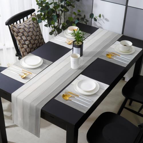 Modern Wood Grain Table Runner and Placemats Set of 4 Farmhouse Gray