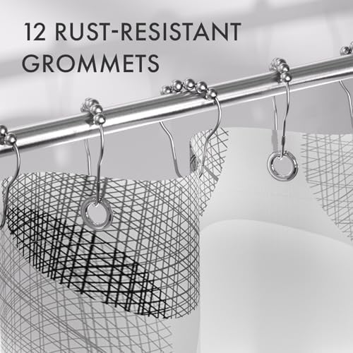 AmazerBath Grey Shower Curtain, Washable Cloth Gray Dots Shower