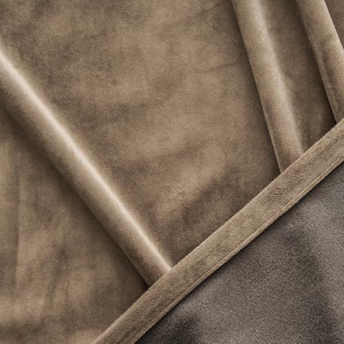 75% Blackout Velvet Curtains, Rod Pocket Back Tab 2Pcs 52x72 Brown