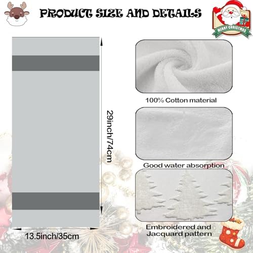 2 Pack Christmas Tree Hand Towels 100% Cotton Jacquard Holiday Kitchen