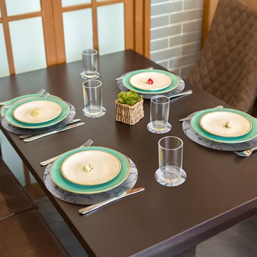 comfoyar Round Faux Leather Placemats Set of 6 with Coasters, 13inch