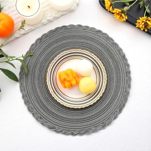 CAMAL 13.8 Inch Cotton Wipeable Placemats Set of 8 Washable Woven