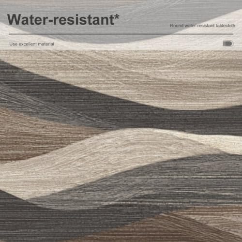 Round Tablecloth Rustic Wave Line, Washable Beige Texture Table Cover