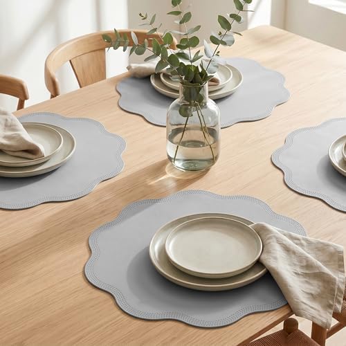 Placemat Set of 6 Faux Leather Placemats for Kitchen Dining Table