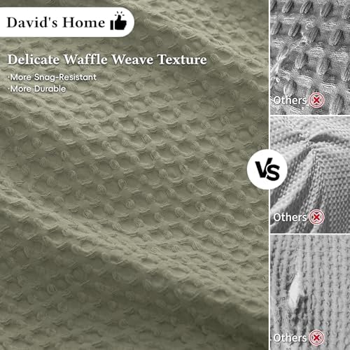 David's Home Textured Waffle Weave Duvet Cover Set, King Size, Dusty