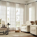 jinchan Linen Curtains 84 Inch Taupe Grey Stripe on Beige Back Tab 4