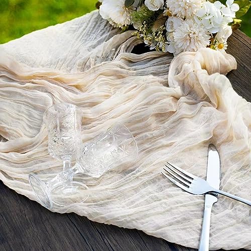 12 Pcs Beige Cheesecloth Table Runner 13ft Boho Gauze Cheesecloth
