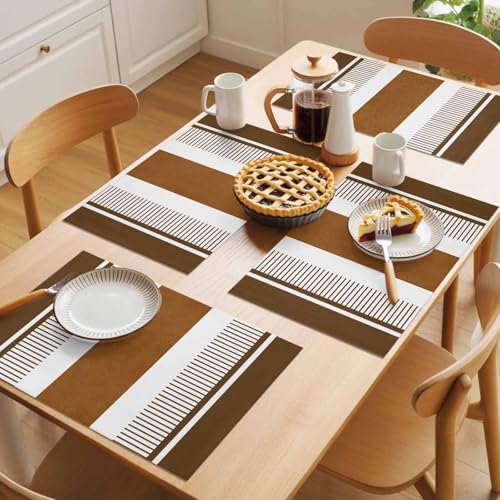 Placemats Set of 8, Modern Brown Woven Placemat, Linen Place Mats for