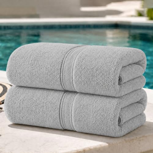 Terry Bath Sheet Set of 6 Light Grey Color Bath Towels Set 35x70