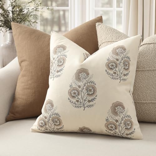 Vintage Floral Print Fall Pillow Covers 20x20 Set of 2 Patterned