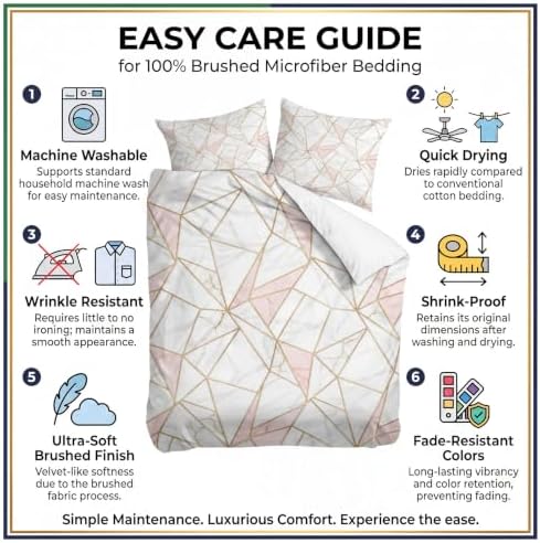 King Duvet Cover Set Soft Microfiber Modern Geometry