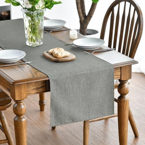 Artoid Mode Light Grey Table Runner, Seasonal Washable Kitchen Dining
