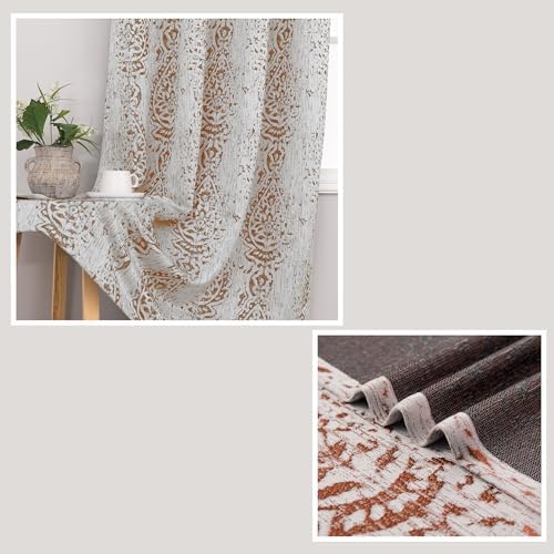 Mrs.Naturall Rusty Orange Curtains 63 Inch Length for Bedroom 2 Panels