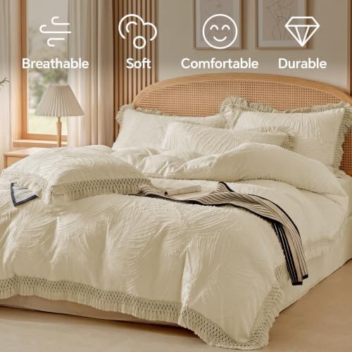 MURT Boho Duvet Cover Set Queen, Soft Vintage Boho Bedding Comforter
