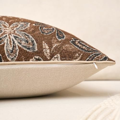 Yangest Flower Pillow Cover 20 x 20 Inches, Nature Chenille Square