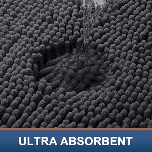 Smiry Bathroom Rugs 24X16, Luxury Chenille Extra Soft Absorbent Bath