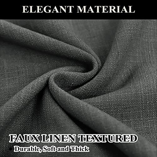 Fcosie 100% Blackout Linen Curtains 84 Inches Long Double Pinch