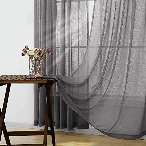 Dark Gray Curtains 108 Inches Long for Living Room Set of 2 Rod Pocket