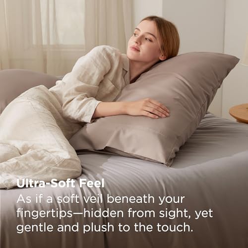 Bedsure King Size Pillow Cases Set of 2 - Khaki Brushed Microfiber