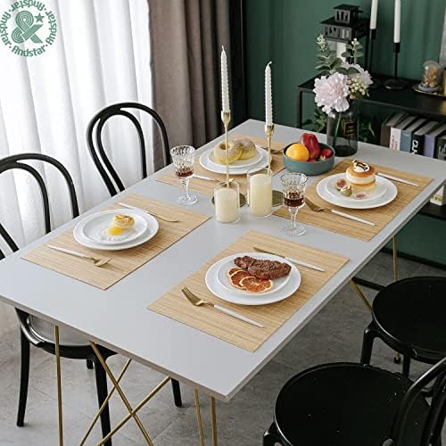 8-Pack 17.7x11.8 Bamboo Placemats, Non-Slip, Natural