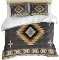 Gray Brown Boho Bedding Duvet Cover Full Size - 1 Quilt Cover 86x90