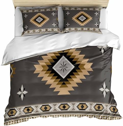 Gray Brown Boho Bedding Duvet Cover Full Size - 1 Quilt Cover 86x90